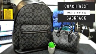 Whats in my Coach West Signature Canvas Backpack amp Review  wimb [upl. by Aiceled768]