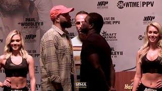 Deron Williams vs Frank Gore Press Conference Faceoff  MMA Fighting [upl. by Gairc4]