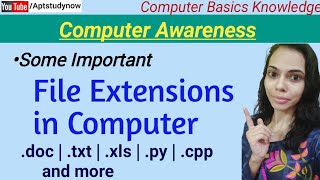 File extensions in Computer  What is file extension  For All Computer exams  Computer Awareness [upl. by Anjela]