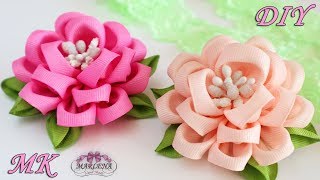 🌺 Цветы из репсовых лент Зажимы для волос Канзаши МКDIY [upl. by Nelyak]