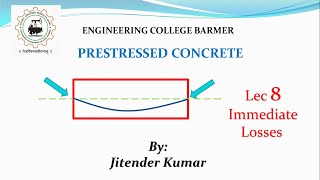 Prestressed concrete  Lec 8  6th SEM  Civil Engineering  Immediate Losses By Jitender Kumar [upl. by Anitsrihc]