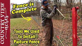 Pulling our last section of fence Tools we used to install High Tensile Fixed Knot Fence [upl. by Gayle]