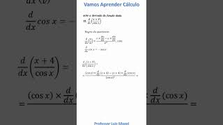 DERIVADA REGRA DO QUOCIENTEprofessorluizmaggi [upl. by Tade585]