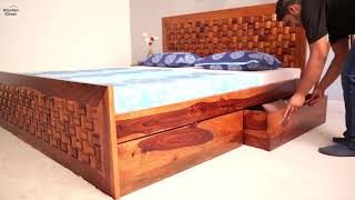 Wooden Storage Bed  Howler Bed With Side Storage Honey Finish at Wooden Street [upl. by Debby]