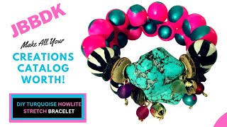 DIY CHUNKY TURQUOISE COLORED HOWLITE STRETCH BRACELETS [upl. by Alrats]