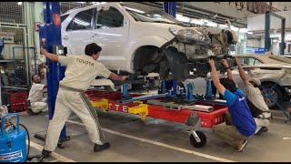 Toyota real time test for setup Celette bench and universal jig Cameleon and loading Toyota Fortuner [upl. by Mariande]