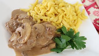 OMAS Hausmannskost  Schweinemedaillons in Champignonrahmsoße  BESTES REZEPT [upl. by Brittany]