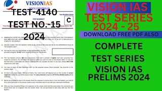 VISION IAS PRELIMS TEST SERIES 2024  UPSC PRELIMS TEST SERIES 2024 VISION IAS  TEST15 VISION IAS [upl. by Enylekcaj]