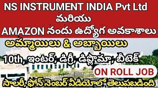 Ns Instrument amp Amazon India Pvt Ltd company Nandu Udyogaavakaasalu  Male And female jobs [upl. by Viola]