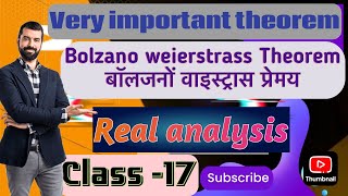 Lec17 Real analysis set theory Bolzano weierstrass theorem  very important theory Ritesh sir [upl. by Akcebar]