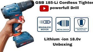 GSB 185Li Bosch professional Tighter with Hammer cordless drill Unboxingtechnology youtube viral [upl. by Amliv]