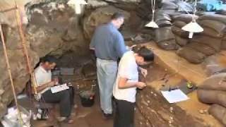 Ochre processing workshop at Blombos cave South Africa [upl. by Annoel]