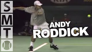 Andy Roddick  Slow Motion Forehand Side View [upl. by Ahsiekel]