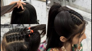 Easy ponytail hairstyle high tail hairstyle hairstyle for short hair ponytail [upl. by Ihcalam]