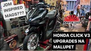 HONDA CLICK V3 MALUPITANG UPGRADES  RCB ACCESSORIES  LEVEINGER MAGS 10 SPOKES GLASS SILVER [upl. by Lesslie]