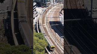 Aerial view of Melbourne Metro train traveling between Southern Cross amp Flinders St Stations [upl. by Fonzie]