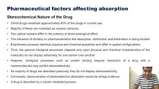 Part 8 Physicochemical factors affecting drug absorption I Stability and stereochemical nature [upl. by Andrej]