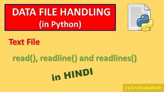 3 File Handling in Python programming text file read readline readlines CBSE class 12 CS [upl. by Sisi]