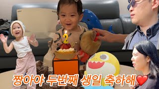 짱아아빠육아 Vlog 짱아공주의 두번째 생일을 축하합니다 [upl. by Enirehtacyram883]