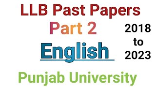 LLB Part 2 English past paper 2023LLB part 2 English past paper Punjab University [upl. by Malas]