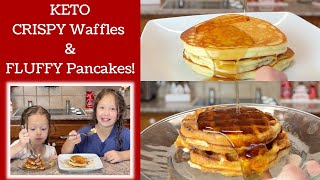 Keto Crispy Waffles amp Fluffy Pancakes [upl. by Luamaj]