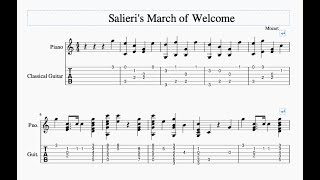 Salieris March of Welcome by Mozart with Sheet Music and Guitar Tablature [upl. by Peppel749]