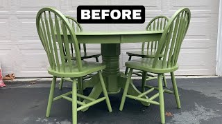 SATISFYING Dining Set Makeover  How to Use Enamel Spray Paint on a Table amp Chairs  Glossy Finish [upl. by Nath]