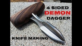 Knife Making  4 Sided Demon Dagger Knife [upl. by Ardnasak263]