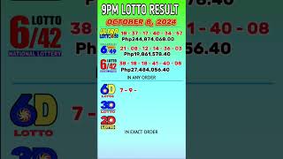 Lotto Result October 8 2024 900PM Tuesday Php2448million shotsvideo [upl. by Lexie]