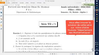 Série de TD 1 du module Algèbre 1 SMAS120222023 [upl. by Ynnaffit]