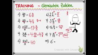 Gemischte Zahlen umrechnen unechte Brüche Übungen Training [upl. by Killen]