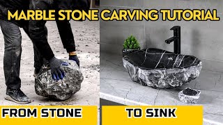 DIY CARVING A SINK FROM NATURAL MARBLE STONE — Full time lapse of the process [upl. by Aisak]