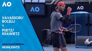 BolelliVavassori v KrawietzPuetz Highlights  Australian Open 2024 Quarterfinal [upl. by Aibat763]