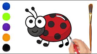 Drawing Painting Coloring Cockchafer for Kids amp Toddlers  Super Easy [upl. by Zebe850]