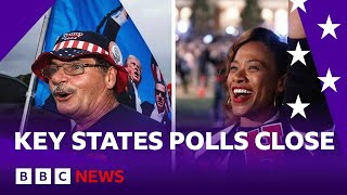 US election Polls close in battle states in Harris and Trump race for White House  BBC News [upl. by Raddy844]