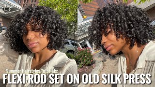 FLEXI ROD SET TUTORIAL ON MY OLD SILK PRESS SUMMER HAIRSTYLES ☀️ very detailed  Makiya Banks [upl. by Dnalrag]