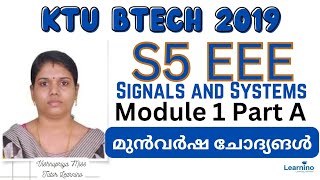 KTU BTECH 2019  EET 305 SIGNALS AND SYSTEMS  module1 part A [upl. by Quar]