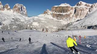 Canazei Belvedere ski area Val di Fassa Dolomiti Italy Sellaronda [upl. by Verene]