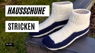 Einfache Hausschuhe stricken [upl. by Attenna]