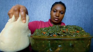 Asmr mukbang delicious afang soup with cassava fufu [upl. by Avot]