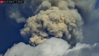 Nov 1 2024 Significant Eruption of Popocatépetl Volcano Mexico in 4K Ultra HD [upl. by Aehtela]