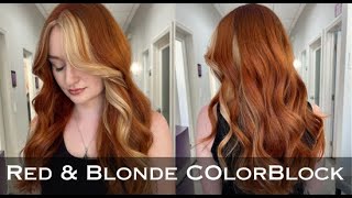 Red and Blonde Highlights  Color Blocking Hair Techniques [upl. by Colver]