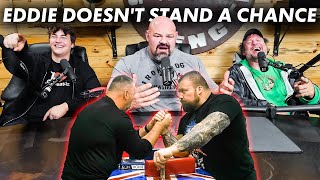 REACTING TO EDDIE HALLS ARM WRESTLING PRACTICE FT DEVON amp AUDEN LARRATT [upl. by Dessma]