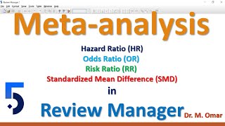 Meta analysis Hazard Ratio Odds Ratio Risk ratio Standardized Mean Difference in Review Manager [upl. by Esdnil947]