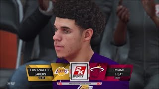 NBA 2k18 LAKERS VS HEAT 5 vs 5 GAMEPLAY HD LONZO BALL FIRST LOOK IN GAME [upl. by Sinoda448]