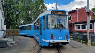 Oslo tram line 12 Kjellsås  Jernbanetorget with Düwag SL79 112 [upl. by Caddaric]