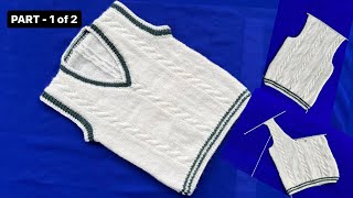 New two colour Sweater design for 2 to 4 year old babyVneck knittingPart1Woolen Tutorial114 [upl. by Gibbons]