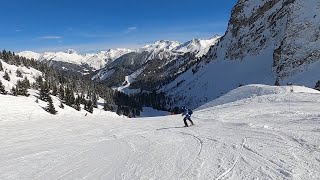 3 Valleys  GoPro POV Petit Creux Blue slope in Les Menuires France ski Snowboarding in March 2020 [upl. by Wolfram272]