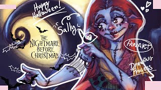 Drawing SALLY The Nightmare Before Christmas Fan ART 🎨✨ Halloween Drawing Process 2 🎃 [upl. by Constance908]