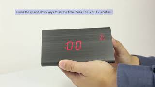 Digital Alarm Clock with Wooden Electronic LED Time Display 3 Alarm Settings 3 Brightness Tempera [upl. by Ornas]